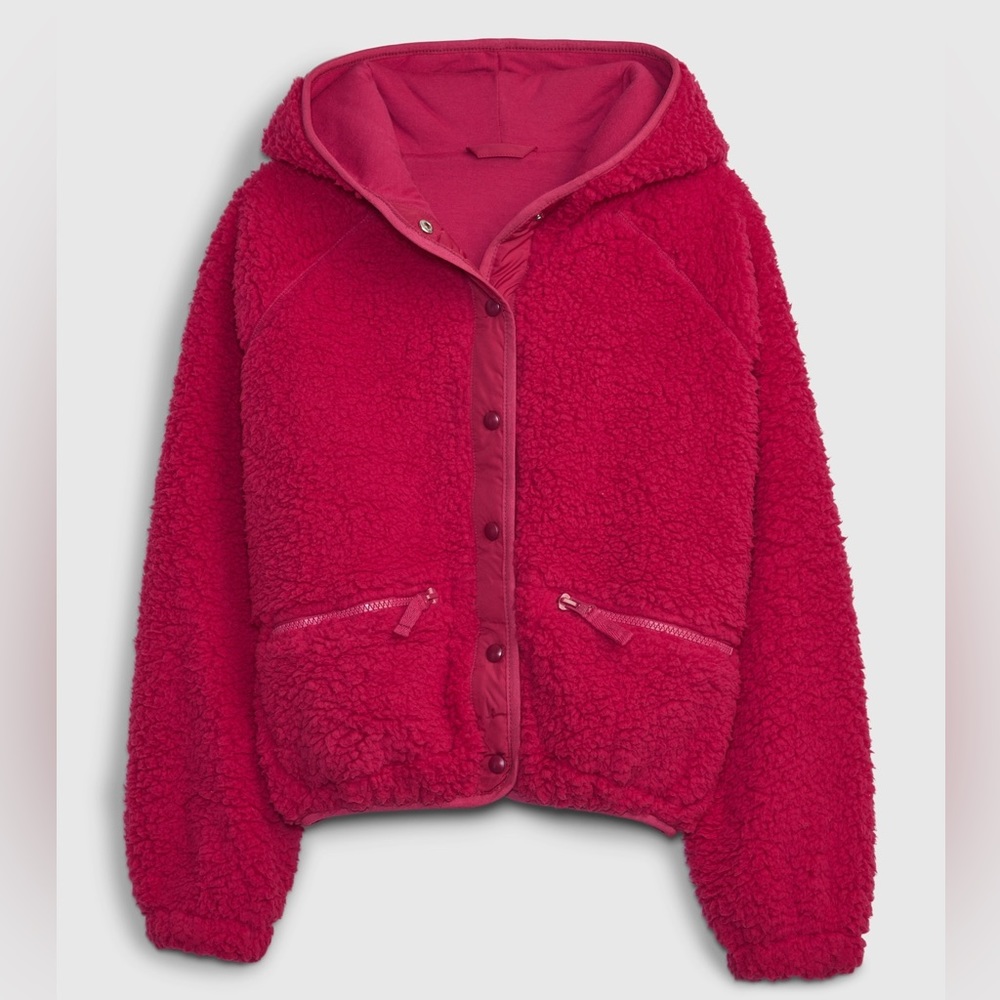 NWT Gap kids magenta Sherpa jacket size large (10)